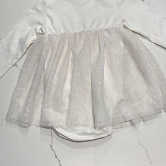 H&M | White Long Sleeve One Piece Tulle Sparkly Infant Baby Girls Dress 4-6M - Picture 10 of 14